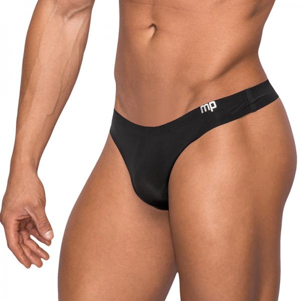 Male Power Seamless Sleek Sleek Thong W/sheer Pouch Black Sm
