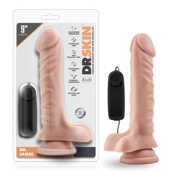 Dr. Skin - Dr. James - 9in Vibrating Cock With Suction Cup - Vanilla