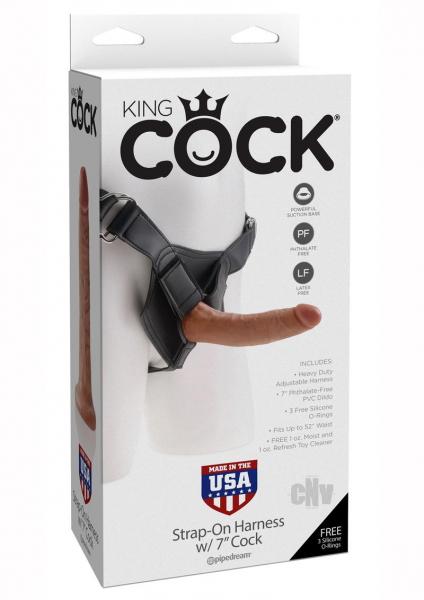 King Cock Strap-on Harness W/ 7in Cock Tan