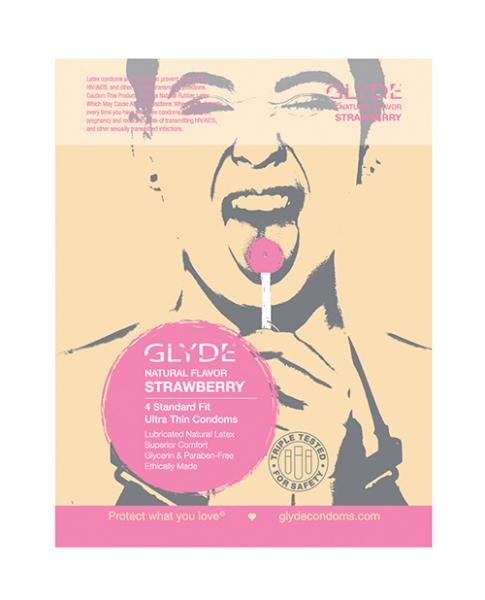 Glyde Natural Flavor Condom Strawberry 4pk