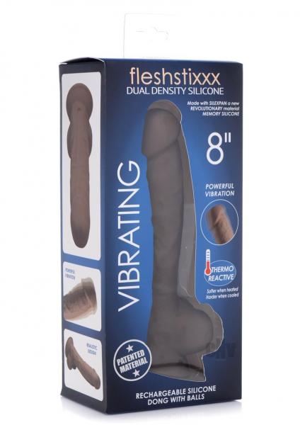 Fleshstixxx Vibrating Rechargeable Dong 8 In. Brown