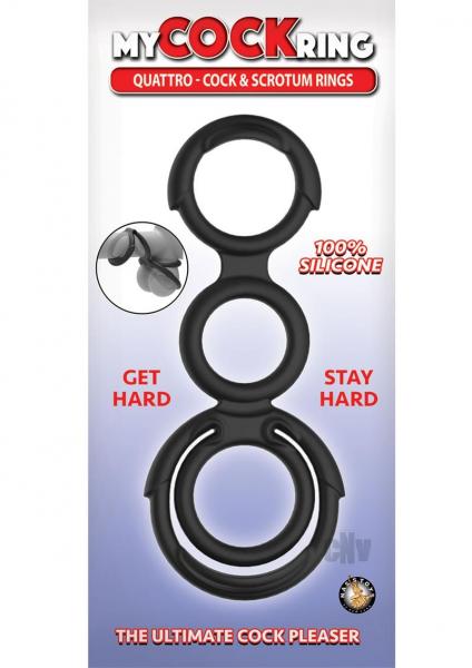 My Cockring Quattro Cock & Scrotum Rings Black