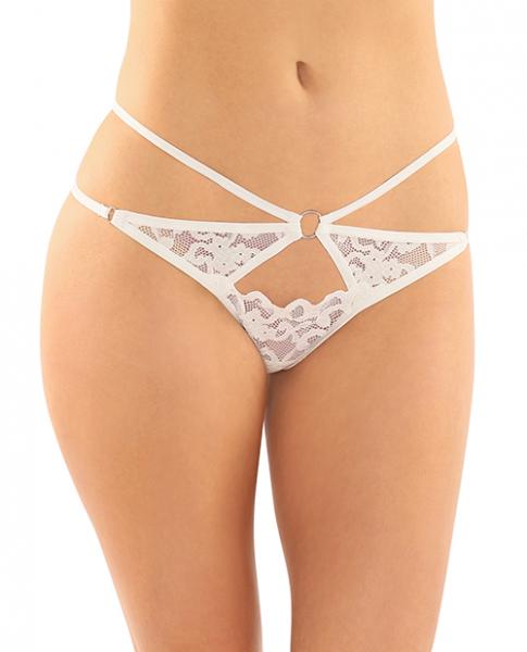 Jasmine Strappy Lace Thong With Front Keyhole Cutout 6-pack S/m White