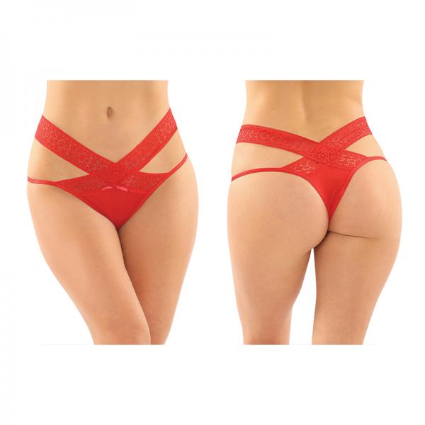 Daphne Microfiber Brazilian-cut Panty With Criss-cross Lace Waistband 6-pack L/xl Red