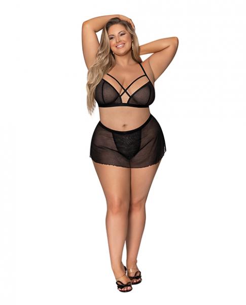 Magic Silk Modern Romance Baby Doll & Thong Black Queen Size