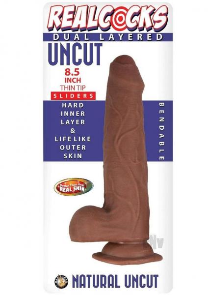 Realcocks Dual Layered Uncut Slider Thin Tip 8.5 In. Brown