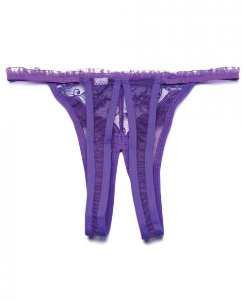 Scalloped Embroidery Crotchless Panty Purple O/S