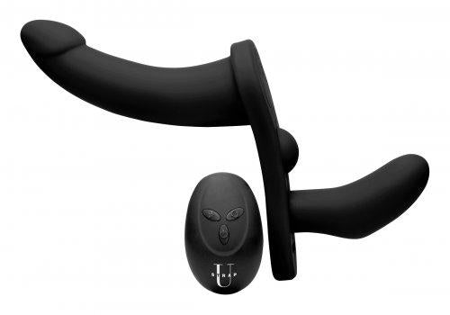 Double Take 10X Double Penetration Vibrating Strap-On Harness Black