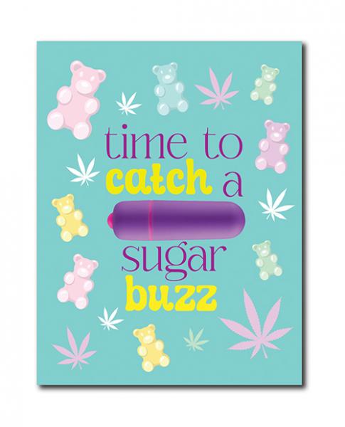 420 Foreplay Sugar Buzz Greeting Card W/rock Candy Vibrator & Fresh Vibes Towelettes