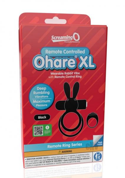 Screaming O Ohare Remote Controlled Vibrating Ring - Xl Black