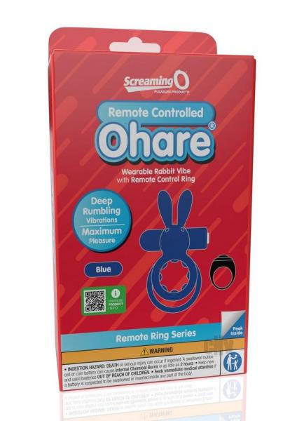 Screaming O Ohare Remote Controlled Vibrating Ring - Blue
