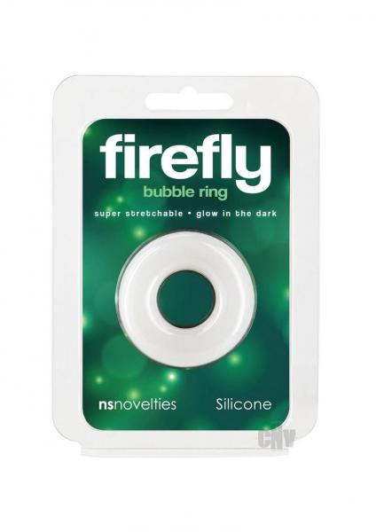 Firefly Glow In The Dark Bubble Cock Ring - Small, White