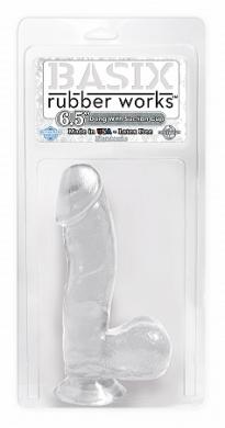 Basix Rubber Works 6.5 Dong w/Suction Cup - Clear