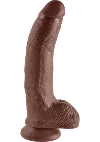 King Cock 9 Cock w/Balls - Brown