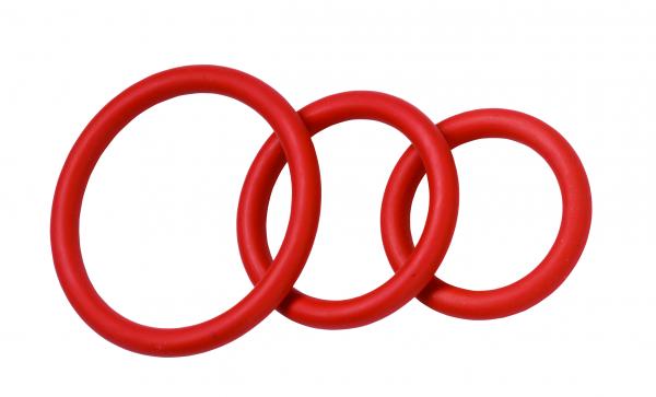 Spartacus Nitrile Cock Ring Set - Red Pack of 3