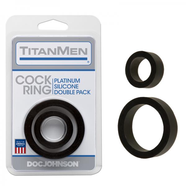 Titanmen Platinum Silicone Cock Ring - Black Pack of 2
