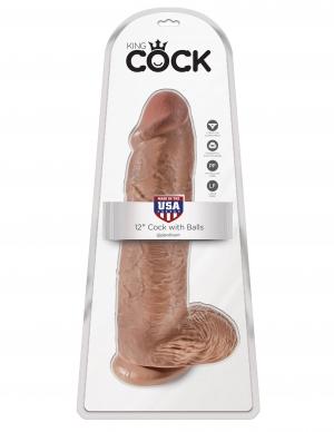 King Cock 12 Inch Cock W/Balls Tan