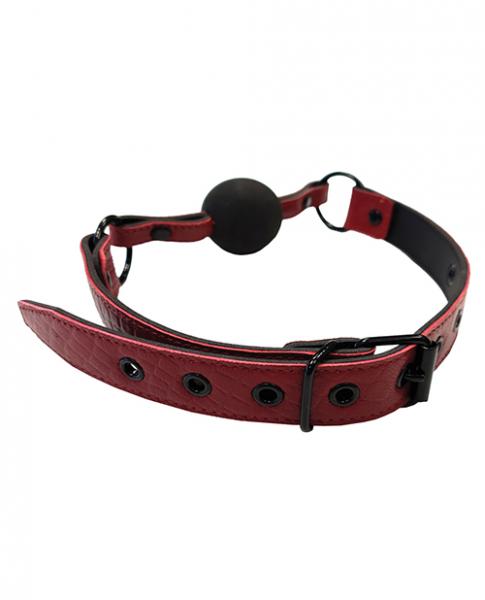 Leather Ball Gag With Rubber Ball Burgunday & Black Accessories
