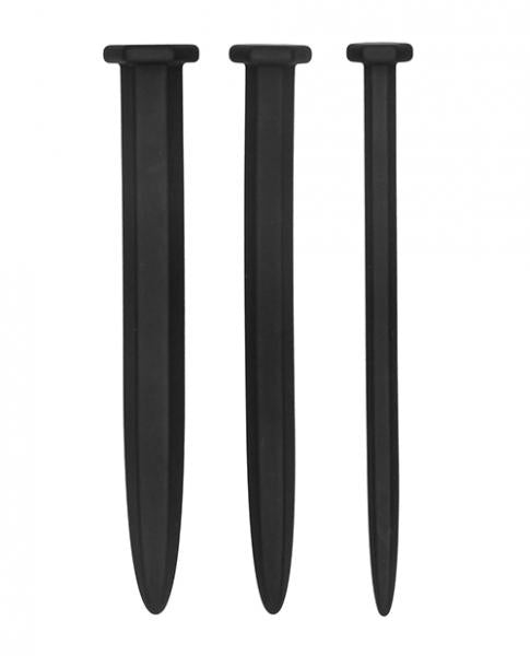 Silicone Rugged Nail Plug Set - Urethral Sounding - Black