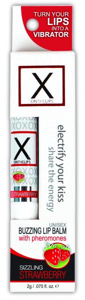X On The Lips Buzzing Lip Balm With Pheromones Sizzling Strawberry .75 Ounce