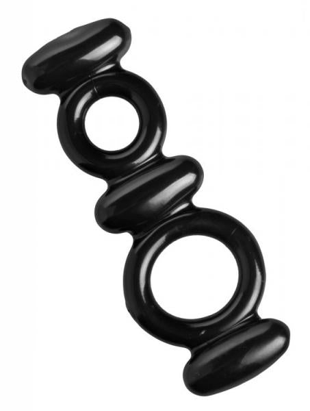 Dual Stretch To Fit Cock And Ball Ring Black