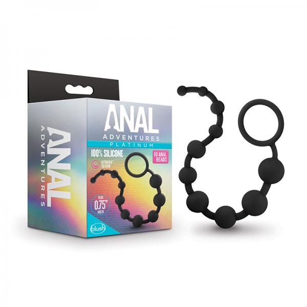 Blush Anal Adventures Platinum Silicone 10 Anal Beads - Black