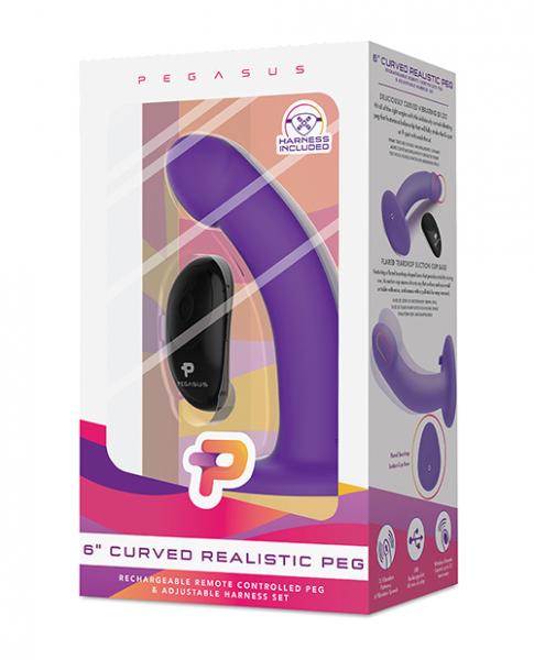 Pegasus 6" Wireless Remote Control Curved Realistic Peg With Harness Purple