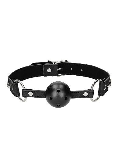 Ouch Diamond Studded Breathable Ball Gag With Straps - Black