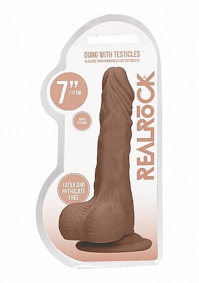 Real Rock Realistic Dildo With Balls - 7" - 17 Cm - Mocha