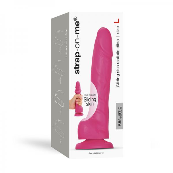 Strap-on-me Sliding Skin Realistic Dual-density Dildo Dual Fuchsia L