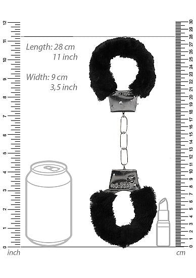 Ouch! Black & White Beginner Pleasure Furry Wrist Cuffs With Quick-release Button