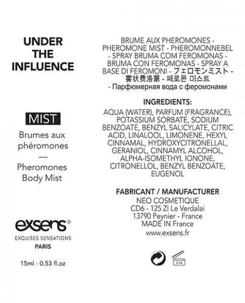 Exsens Of Paris Body Mist With Pheromones Under The Influence .53oz
