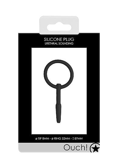 Ouch! Urethral Sounding - Silicone Plug - Black - 8 Mm