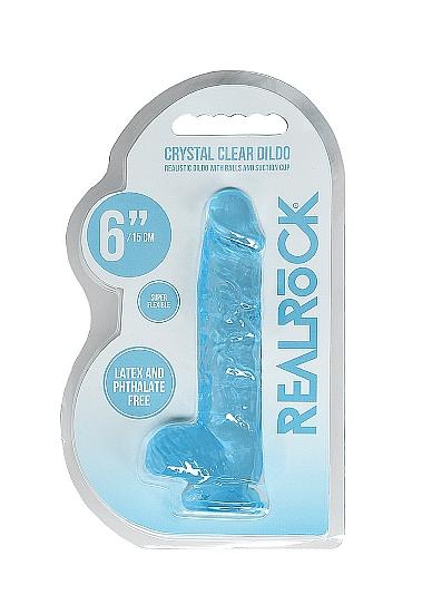 Realrock Crystal Clear Realistic Dildo With Balls 6 In. Blue