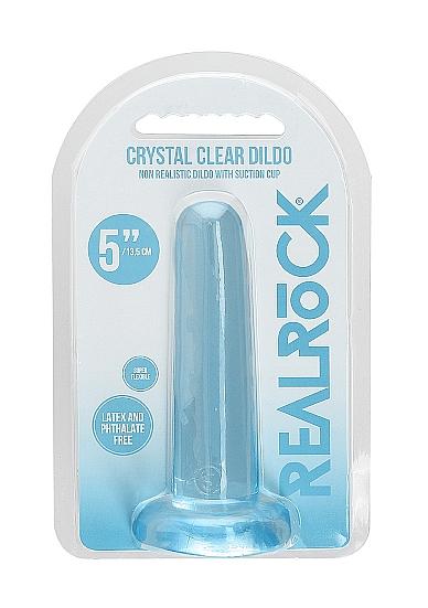 Realrock Crystal Clear Non-realistic Dildo With Suction Cup 5.3 In. Blue