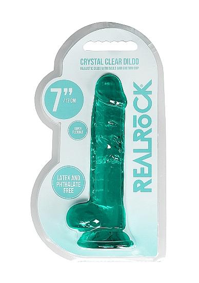 Realrock 7in Realistic Dildo W/ Balls Turquoise