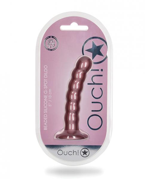 Shots Ouch! Beaded Silicone 5 In. G-spot Dildo Rose Gold