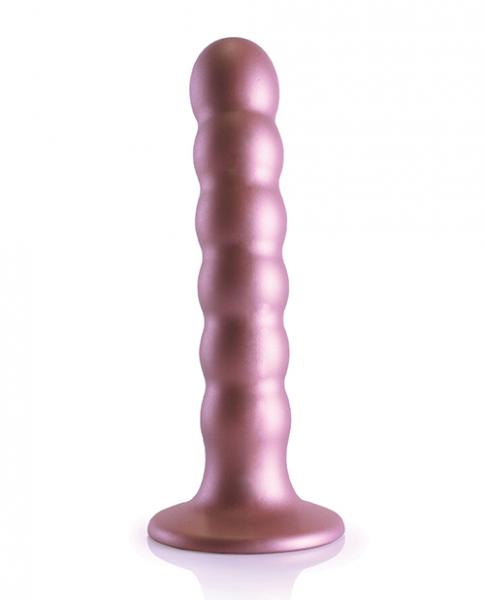 Shots Ouch! Beaded Silicone 5 In. G-spot Dildo Rose Gold