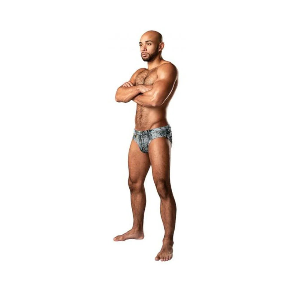 Male Power Dirty Denim Bikini Denim Print L