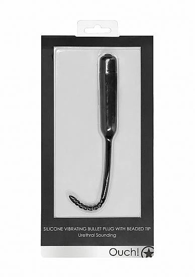 Silicone Vibrating Bullet Plug With Beaded Tip - Urethral Soundi