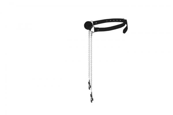 Ball Gag With Nipple Clamps Black
