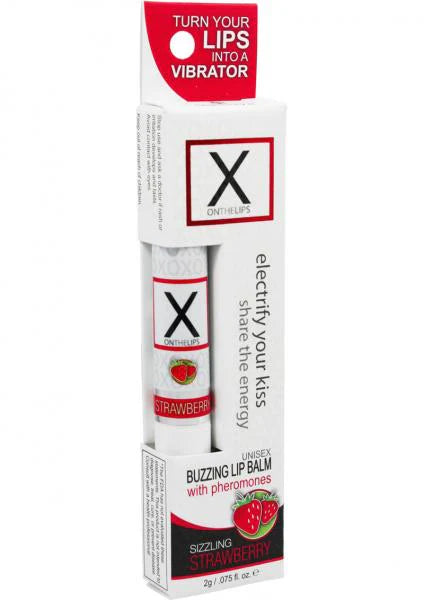X On The Lips Buzzing Lip Balm With Pheromones Sizzling Strawberry .75 Ounce