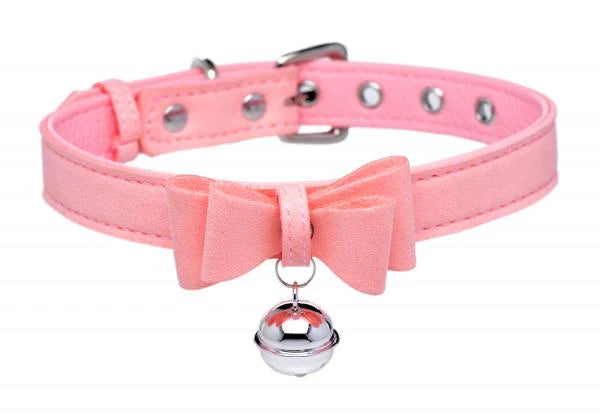 Golden Kitty Cat Bell Collar - Pink/silver