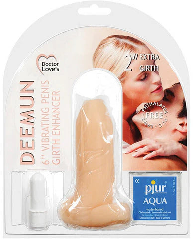 Deemun Penis Girth Enhancer Vibrating 6 Inches Beige