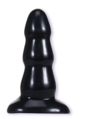 Triple Ripple Medium Black Butt Plug