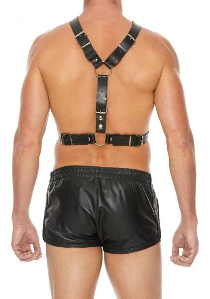 Men's Harness With Metal Bit - Black