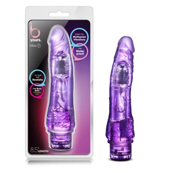 B Yours Vibe 7 Purple Realistic Vibrating Dildo