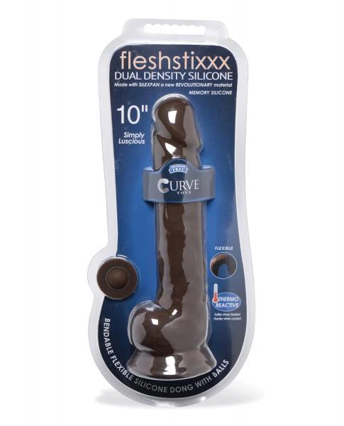 Curve Novelties Fleshstixxx 10" Dildo W/balls - Chocolate