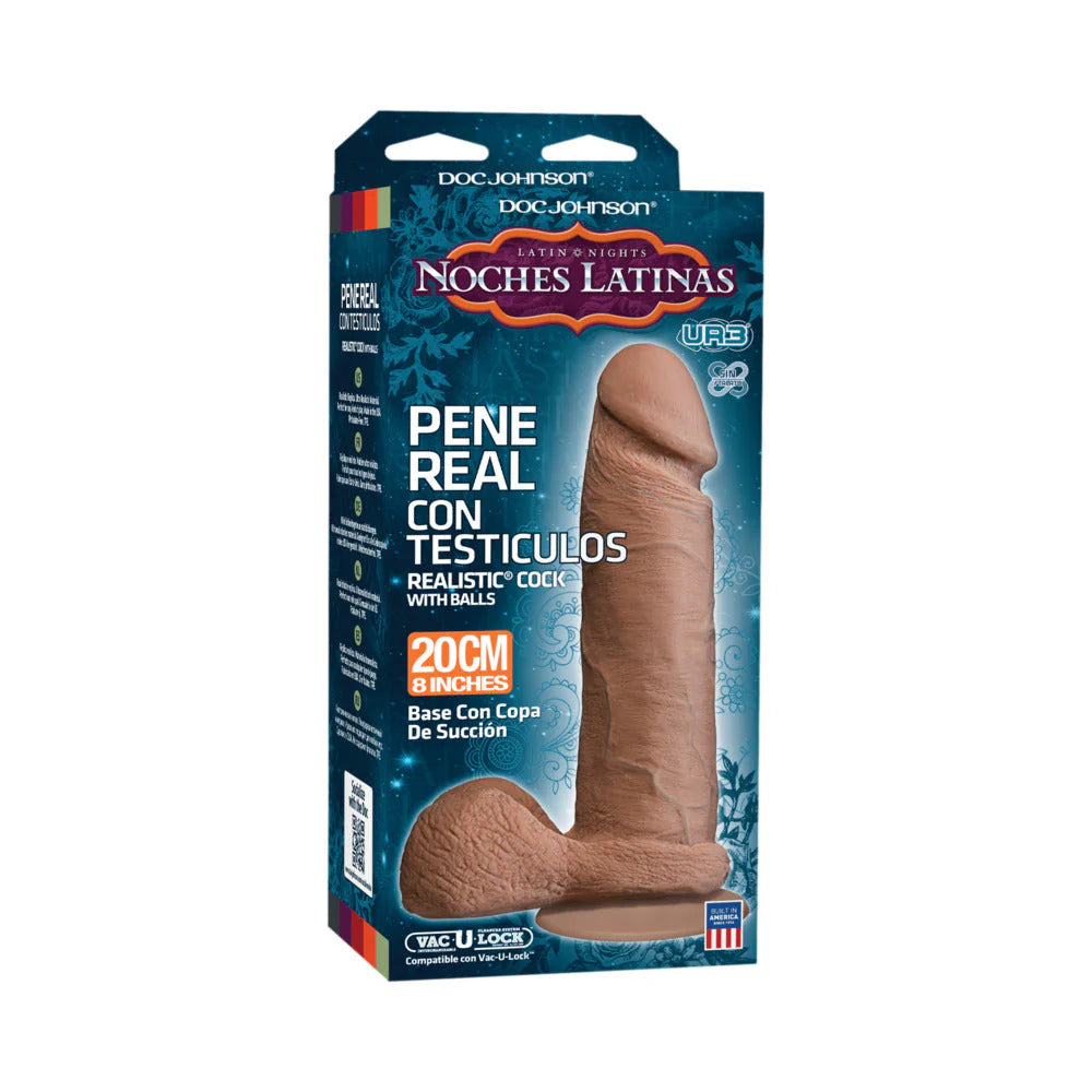 Noches Latinas Pene Real Con Testiculos Brown Dildo