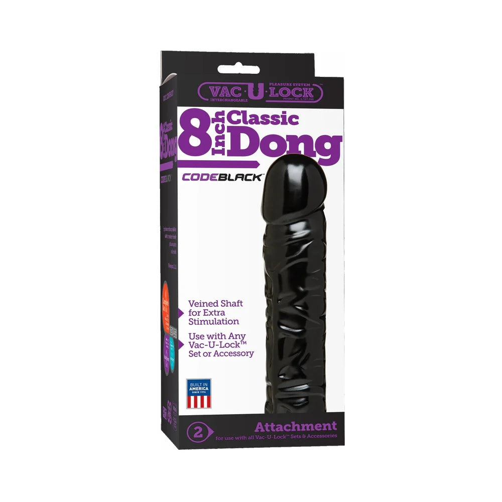 Vac-U-Lock 8" CodeBlack Classic Dong - Black